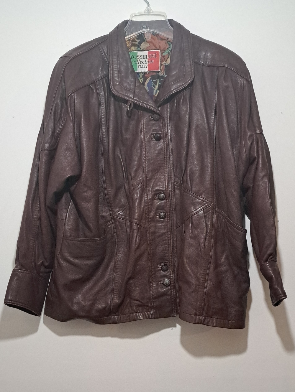 Russelini Italy Women's Brown Leather Button-Front Jacket